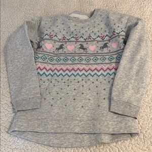 Jumping Beans Gray Sweatshirt with Unicorn and Heart Design B4
